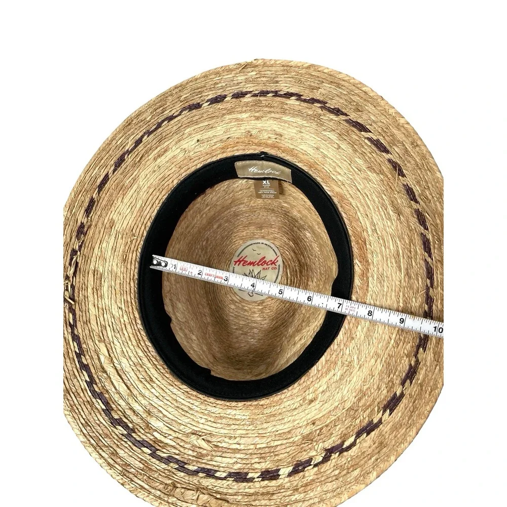 Hemlock Hat Madero Fedora 100% Palm Straw Hat Size XL unisex toast tan boho